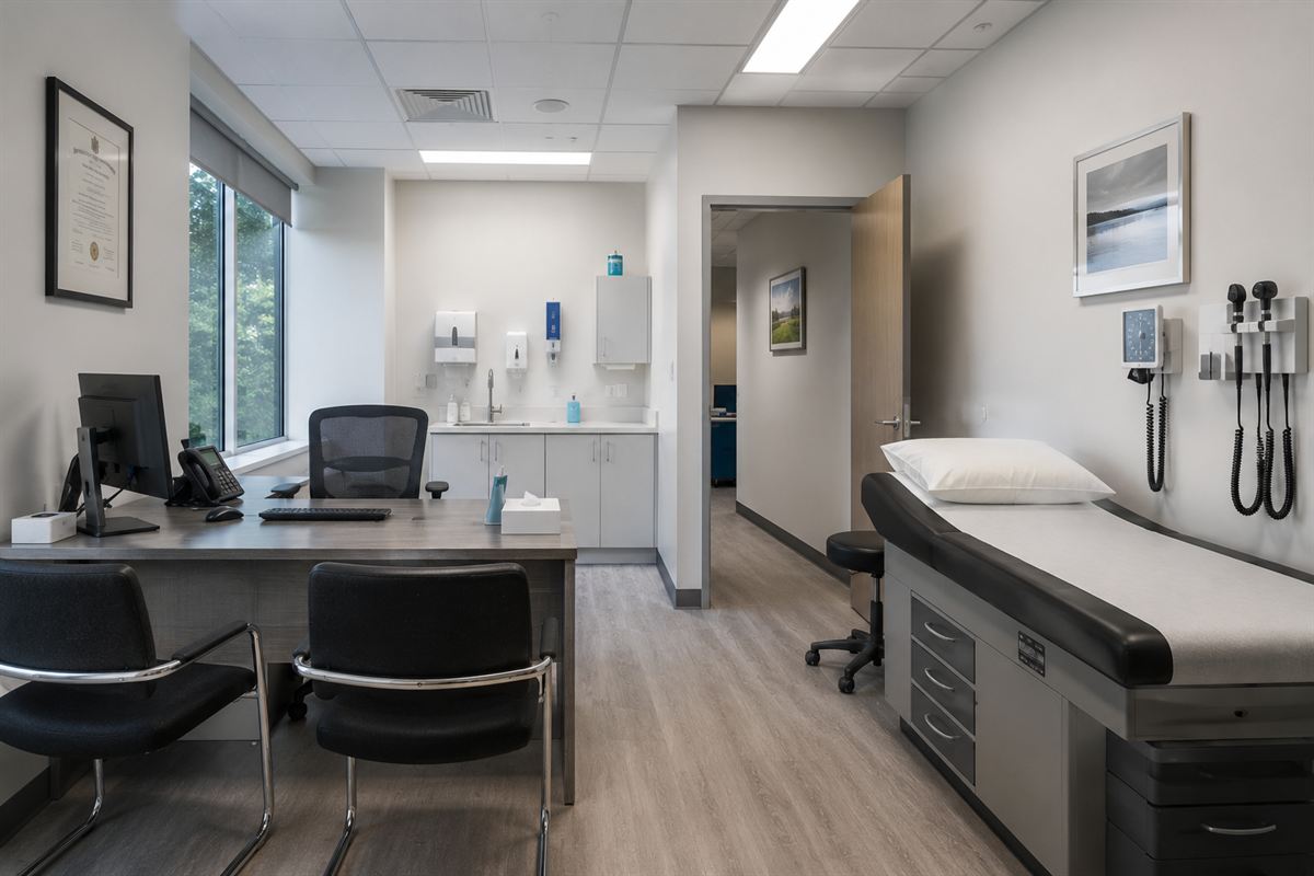 Spotless, professionally cleaned medical examination room